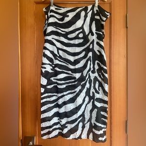 White House Black Market | Black and White Zebra Print Rhinestone Scarf